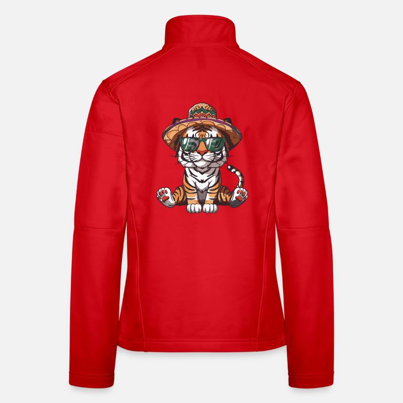 Tiger Comic Funny Sombrero Women's Softshell Jacket