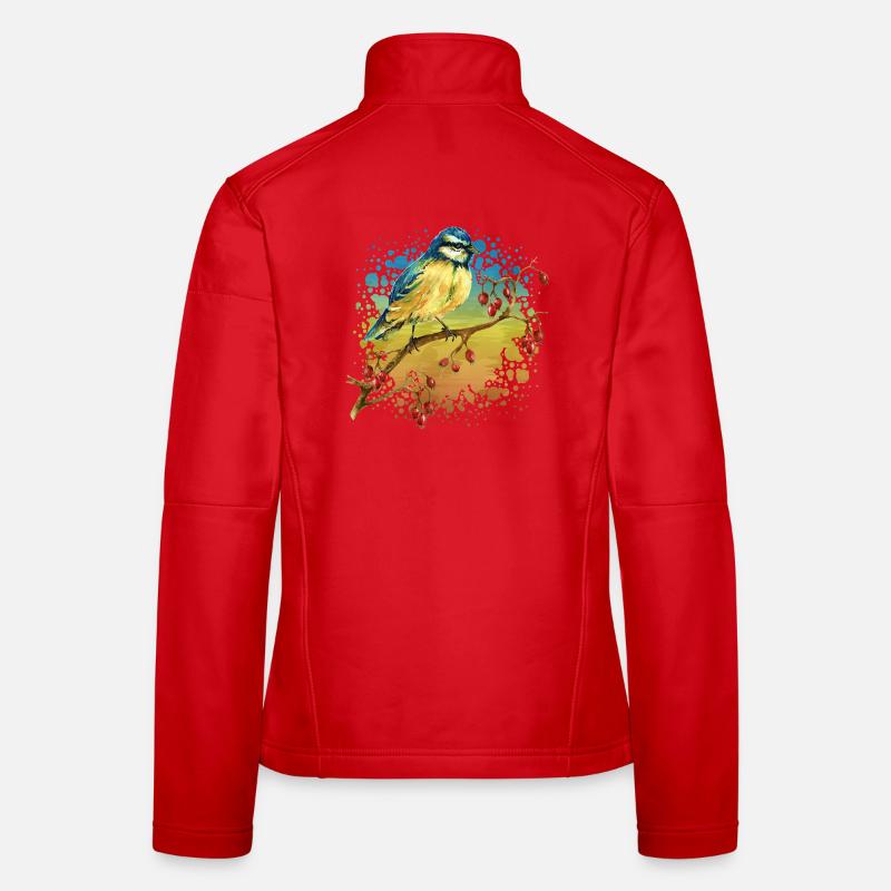 Oiseau coloré Veste en tissu softshell Femme