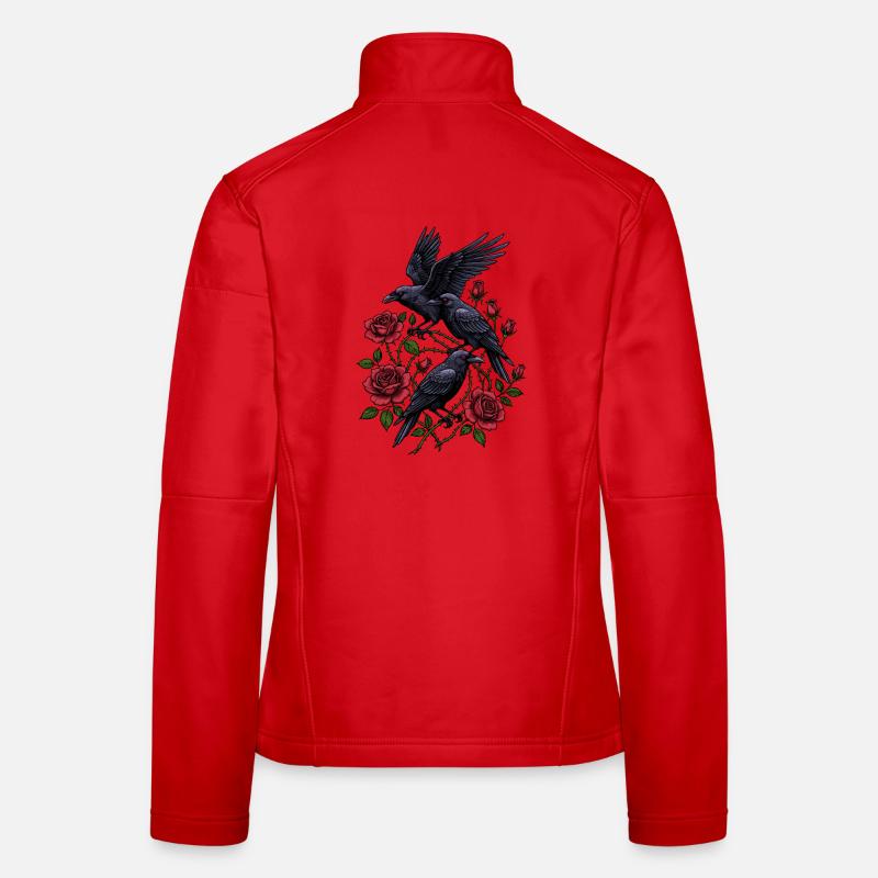 Crows and Red Roses - Gothic Aesthetic Women's Softshell Jacket