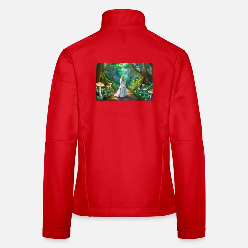 Fille dans la forêt de conte de fées avec des champignons Veste en tissu softshell Femme
