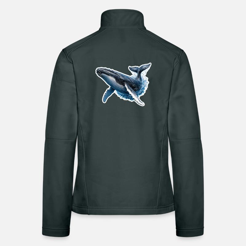 Leaping Humpback Whale – Dynamic Marine Illustrations Women's Softshell Jacket