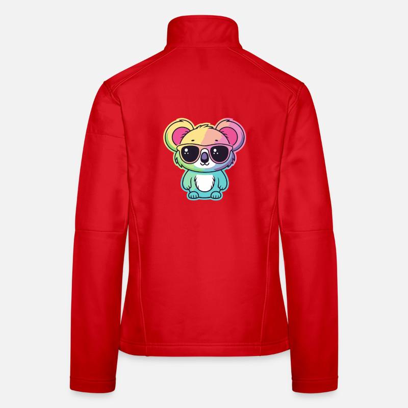 Rainbow Neon Koala with Glasses Women's Softshell Jacket