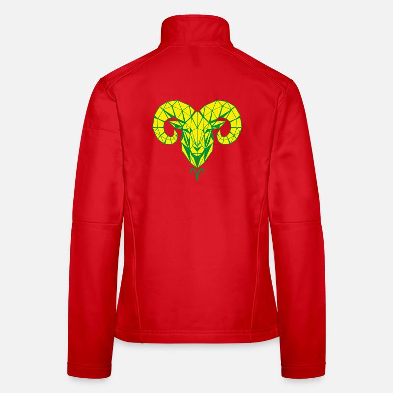 Geometric ram's head yellow-green Women's Softshell Jacket