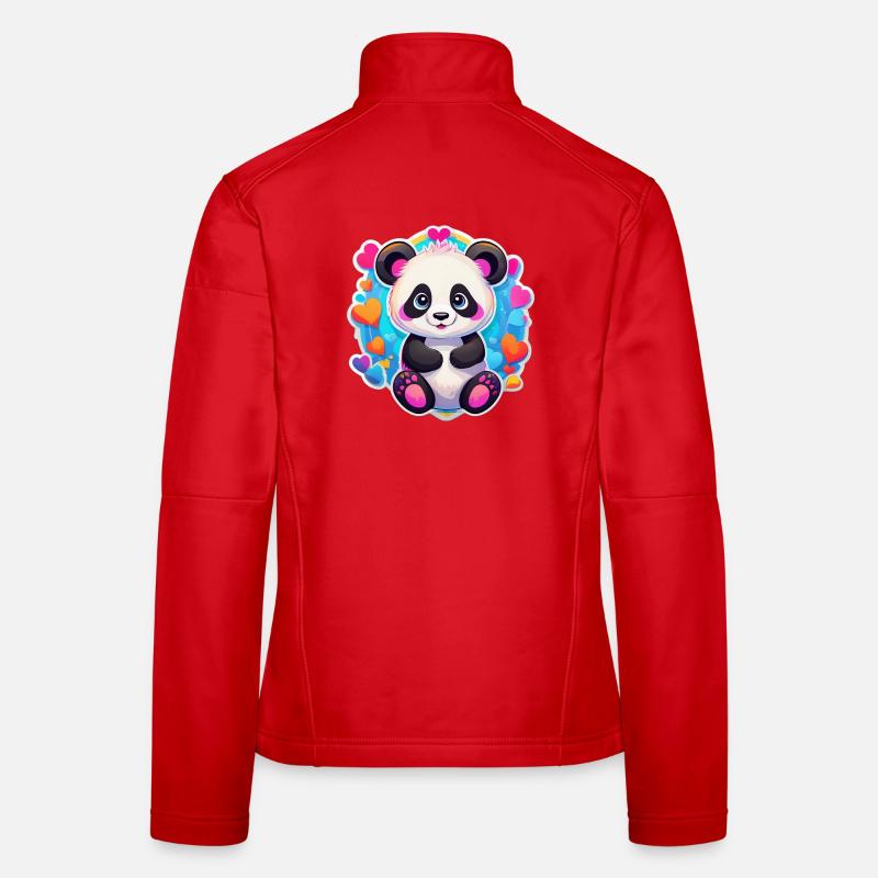 Rainbow Heart Panda Women's Softshell Jacket