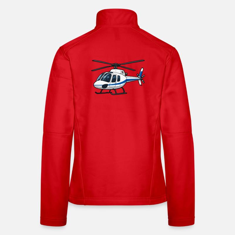 Illustration d’hélicoptère bleu-blanc Veste en tissu softshell Femme