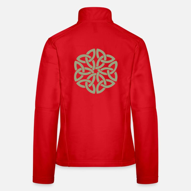 Circular Celtic Knot Interlace - Women's Softshell Jacket - red