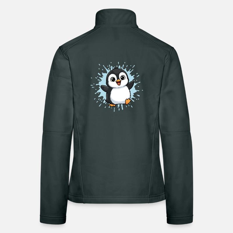 Colorful Penguin Splash Women's Softshell Jacket