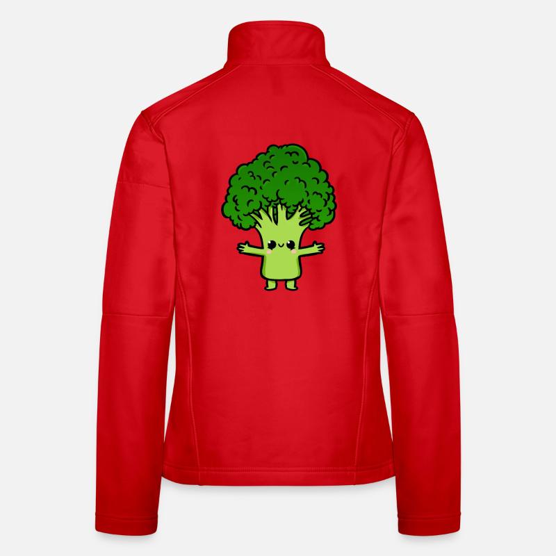 Kawaii Broccoli Buddy Illustration Women's Softshell Jacket