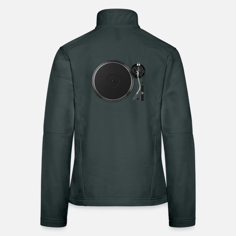Minimalist Turntable Vinyl Record Women's Softshell Jacket