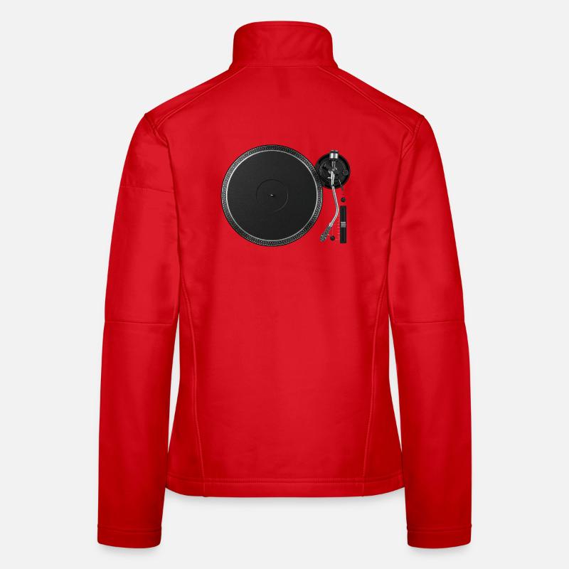 Minimalist Turntable Vinyl Record Women's Softshell Jacket