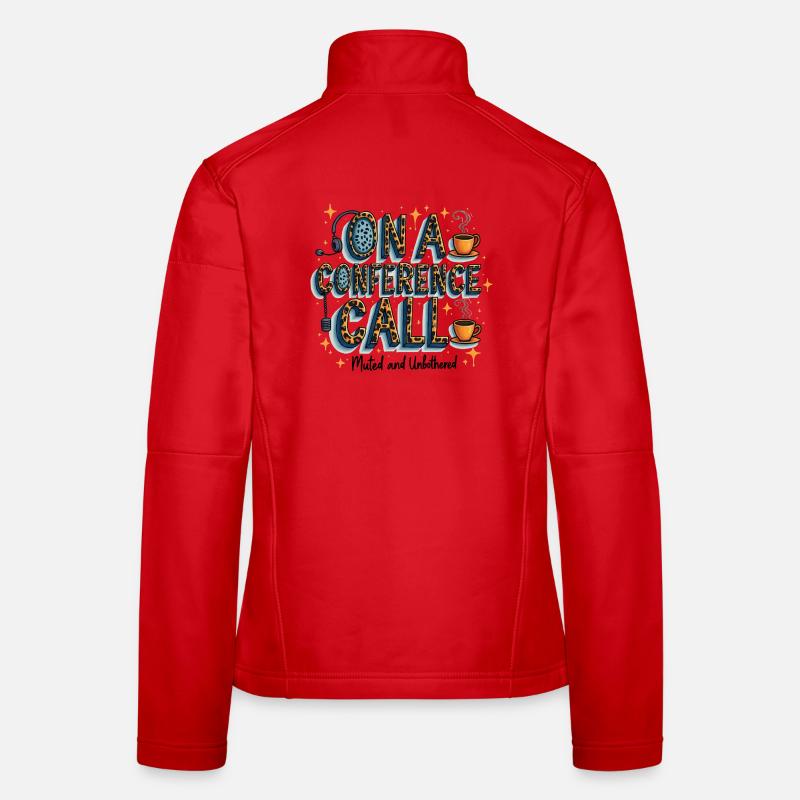 Online Konferenz Call Kaffee Stil muted unbothered Frauen Softshelljacke