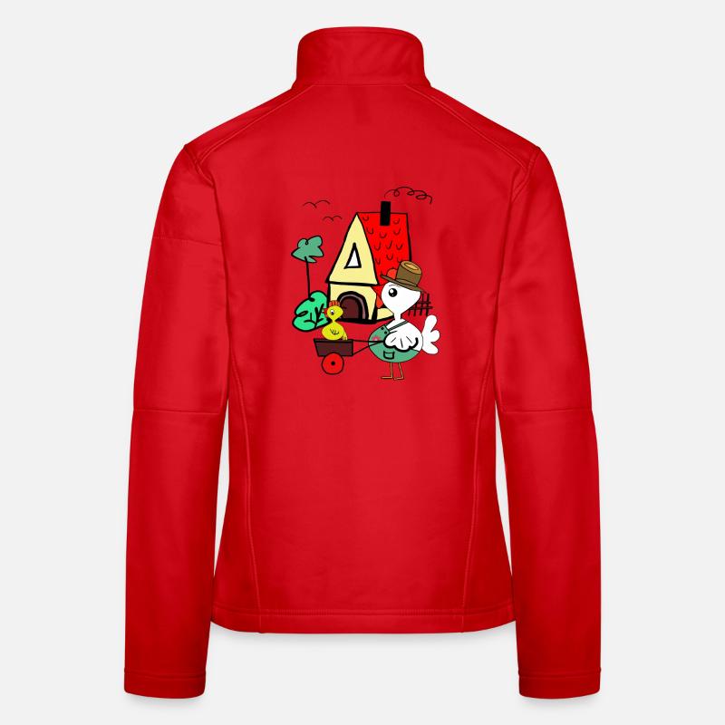 Un oiseau coloré devant la scène de la ferme A-house Veste en tissu softshell Femme