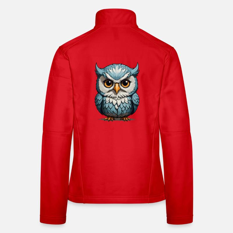 Blauäugige Eulenillustration Frauen Softshelljacke