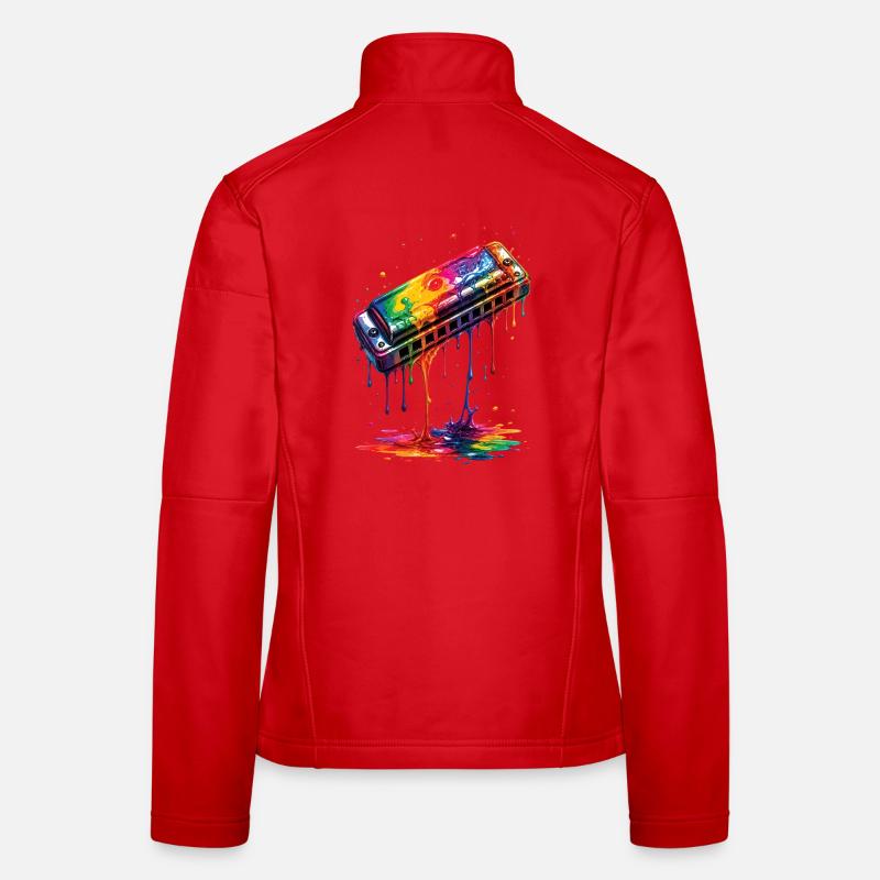 Harmonica with dripping paint Women's Softshell Jacket