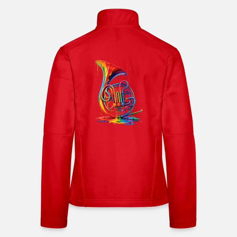 French horn with dripping paint Women's Softshell Jacket
