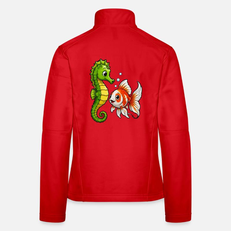Unterwasserfreunde Seepferdchen Goldfisch Frauen Softshelljacke
