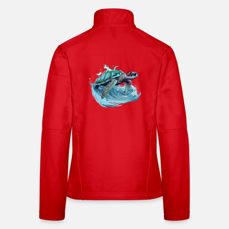Neon Sea Turtle Wave Dance Women's Softshell Jacket