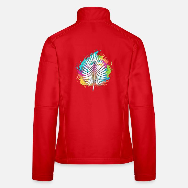 Bunte Palmenfächer Farbexplosion Frauen Softshelljacke