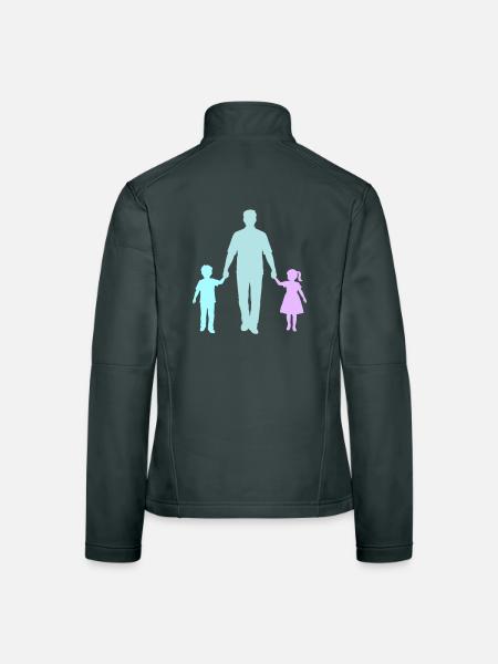 Vater Kind Silhouette Spazieren Familie Papa Liebe - Frauen Softshelljacke - Rot - Hinten