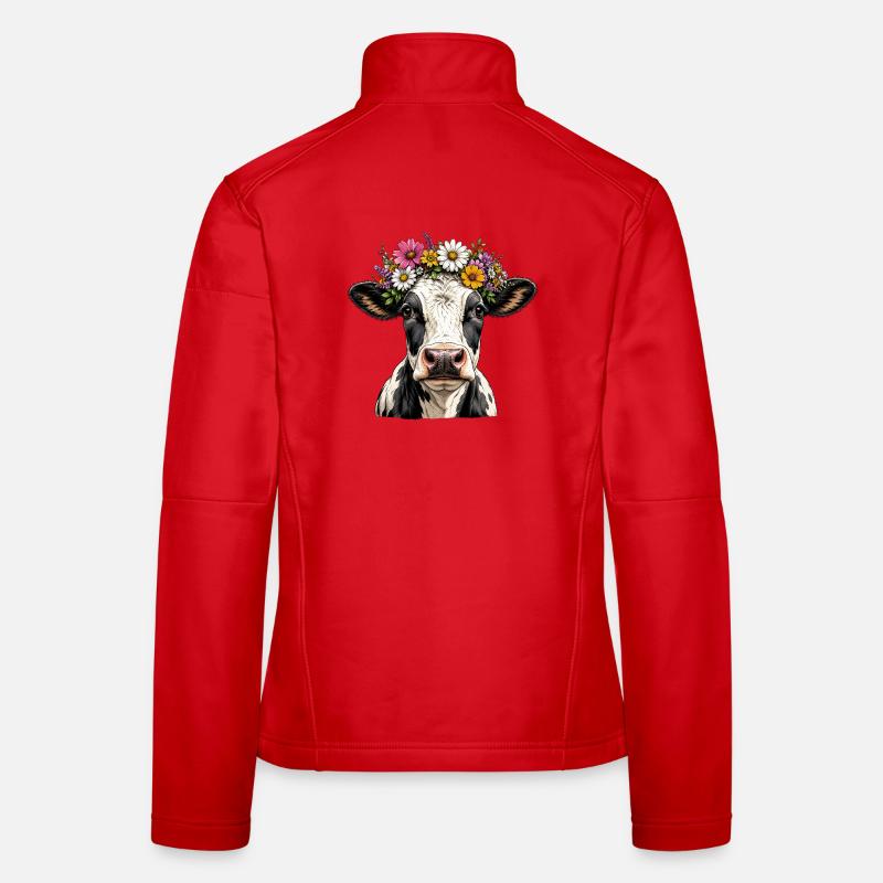 Vache décorée floral Veste en tissu softshell Femme