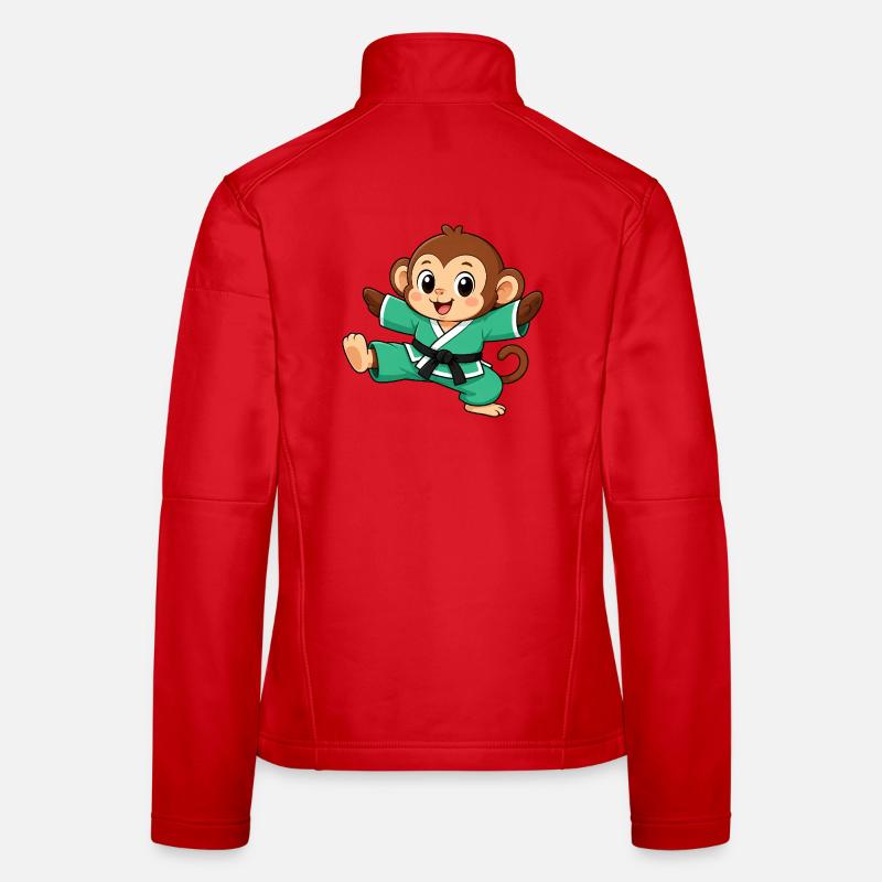 Karate Monkey Fighting Chimpanzee Martial Arts Women's Softshell Jacket