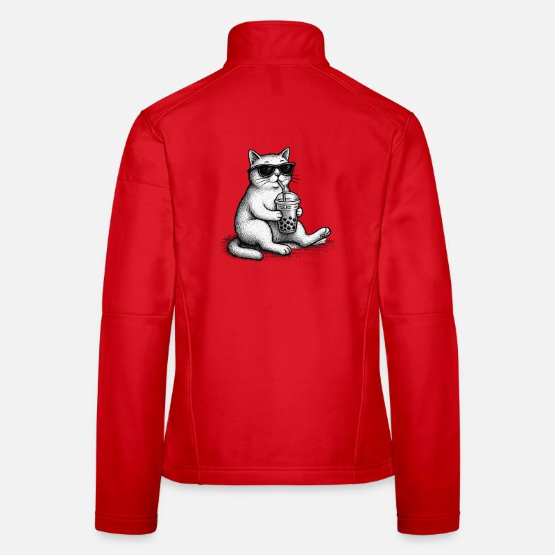Bubble Tea Cat Veste en tissu softshell Femme