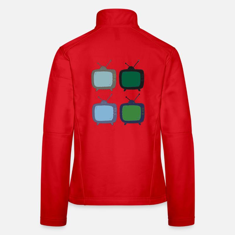 fernseher_4fach_bunt Frauen Softshelljacke