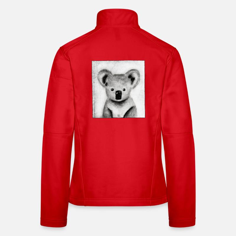 Koala schwarz-weiß - handgeschnitzte Druckvorlage - Frauen Softshelljacke - Rot