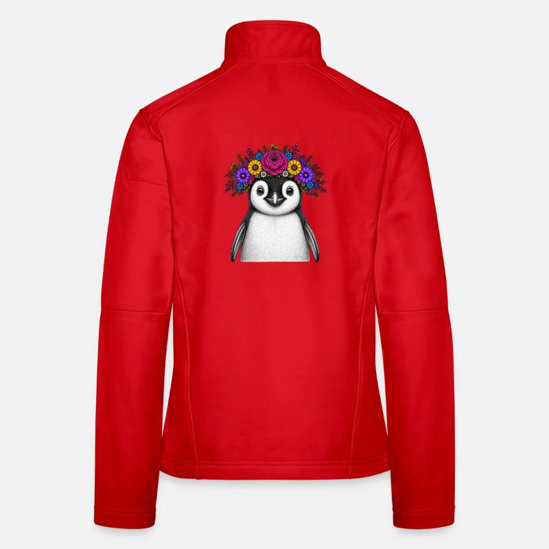 Penguin with flower crown - Women's Softshell Jacket - red