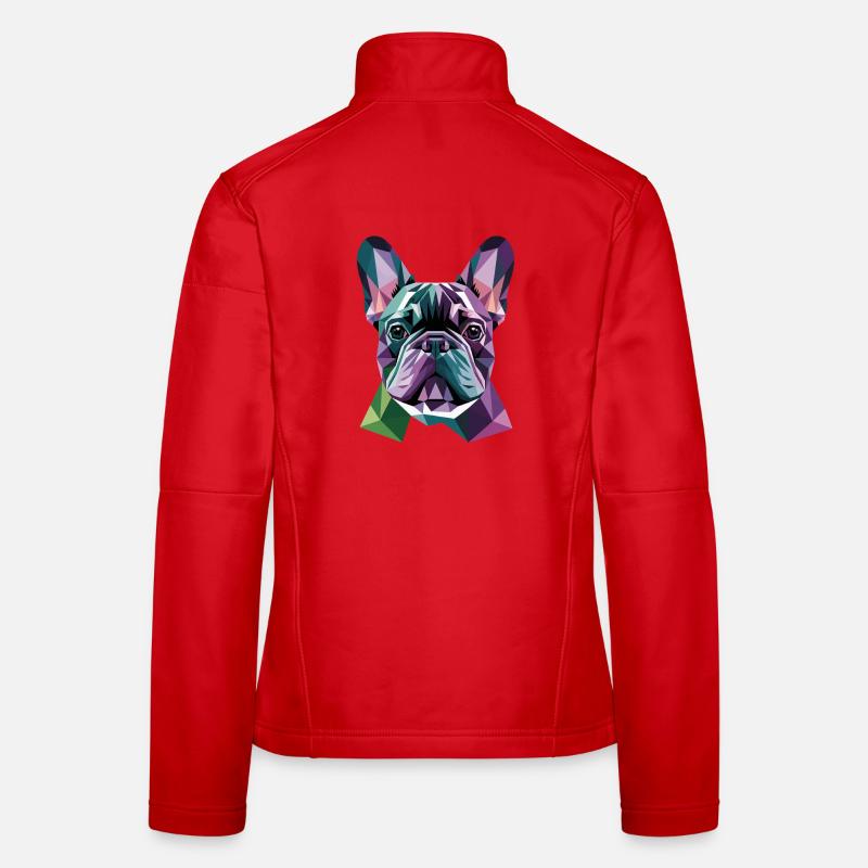 Bouledogue Français Low Poly Coloré Moderne Veste en tissu softshell Femme