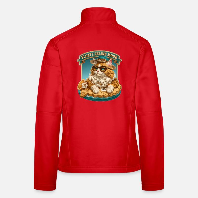 Floaty Feline Mood Cool Cat on Summer Pool Float Women's Softshell Jacket