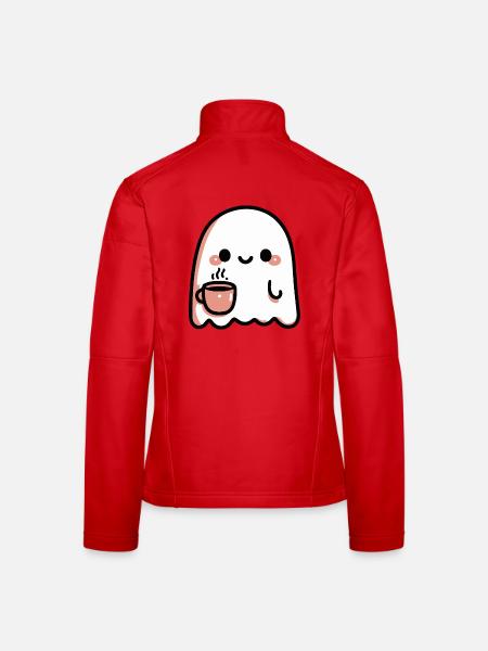 Ghost Kawaii Café - Women's Softshell Jacket - red - Back