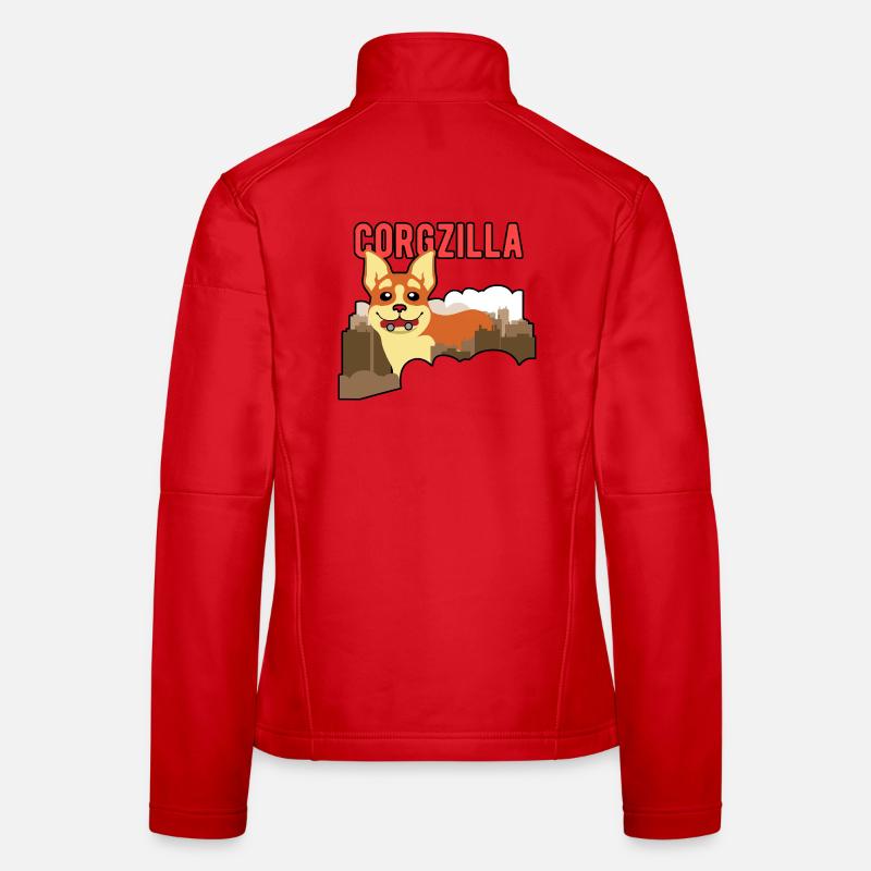 Corgzilla Funny Corgi Dog Monster Design - Women's Softshell Jacket - red