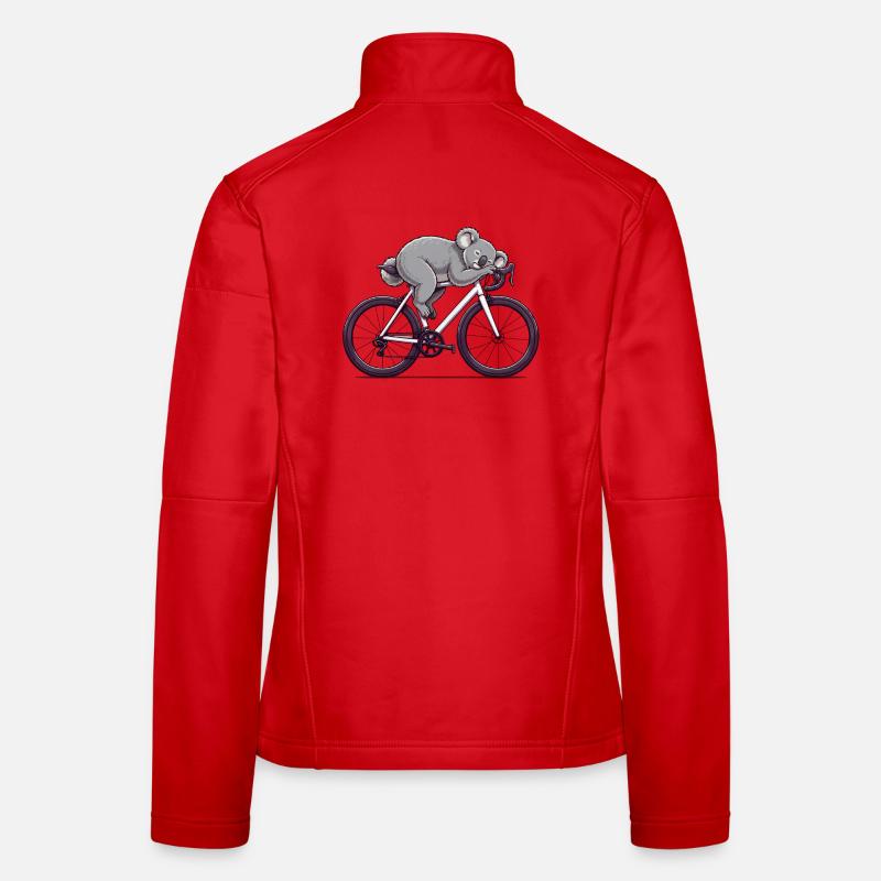 Koala on a bicycle – sleepy cyclist Women's Softshell Jacket