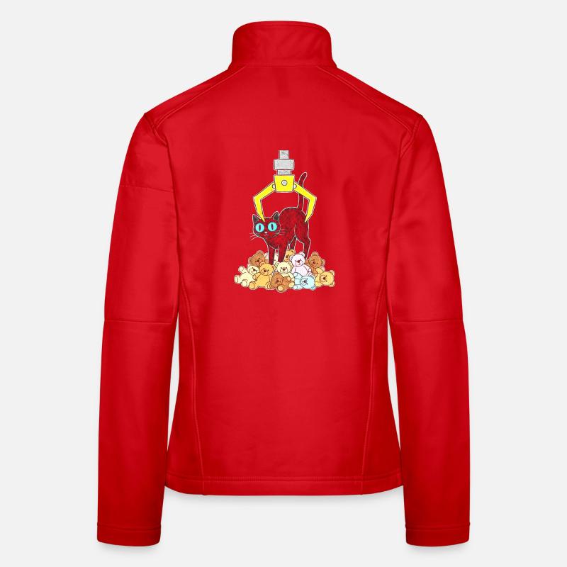 Schwarze Katze unter gelber Kralle Frauen Softshelljacke
