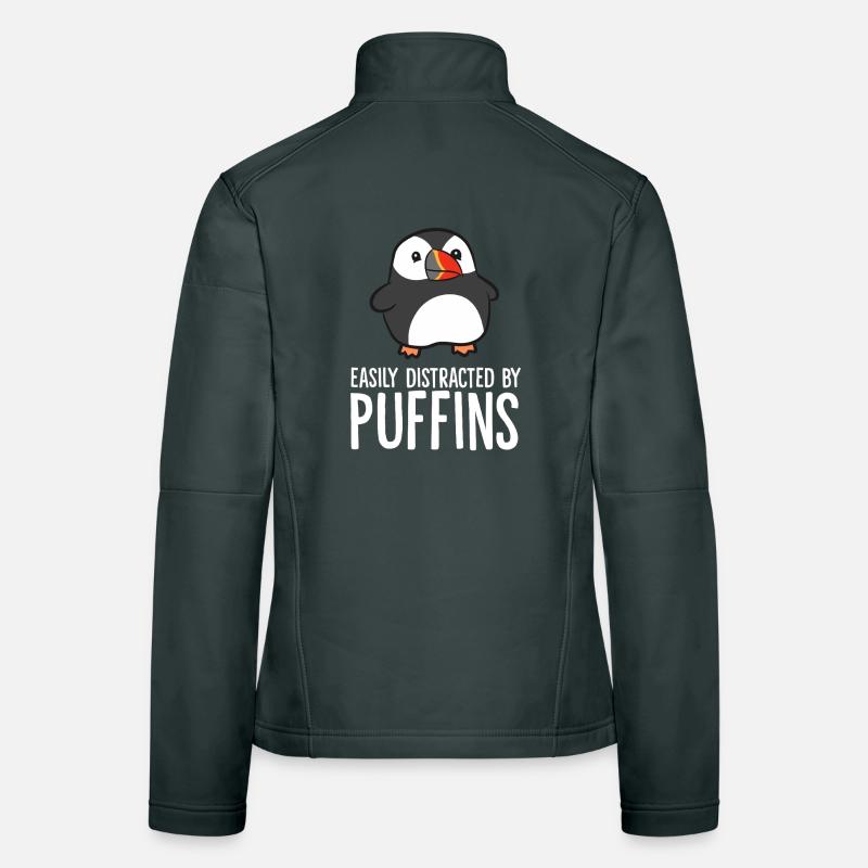 Penguin Distracted by Puffins Women's Softshell Jacket
