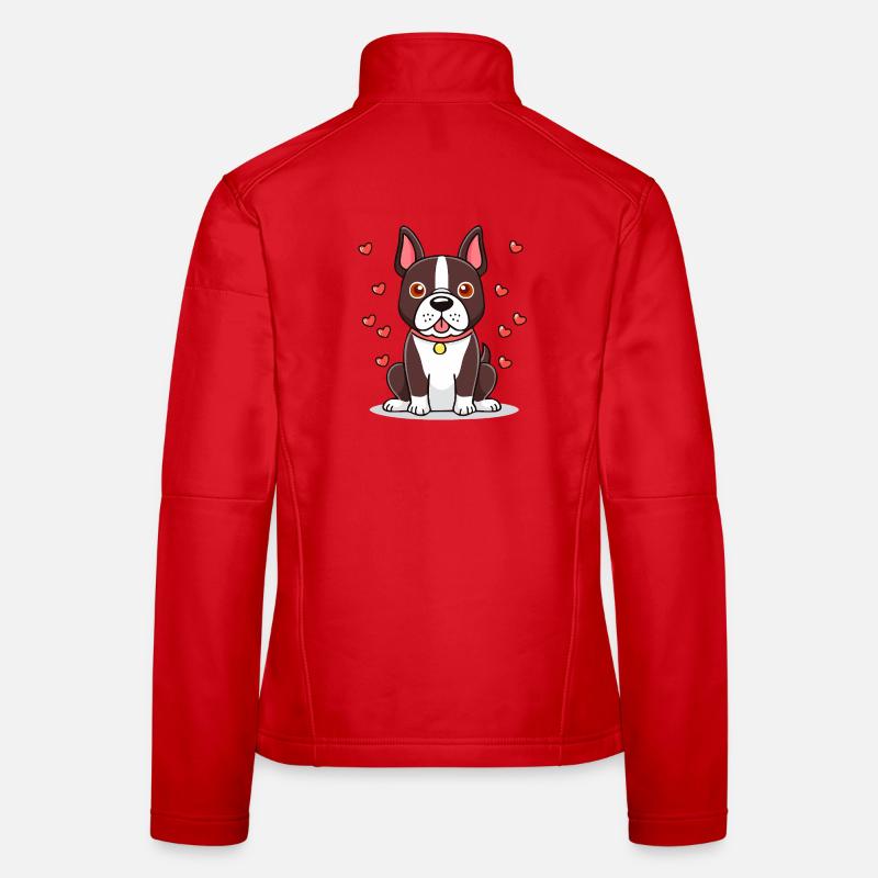 Boston-Terrier(Comic) Frauen Softshelljacke