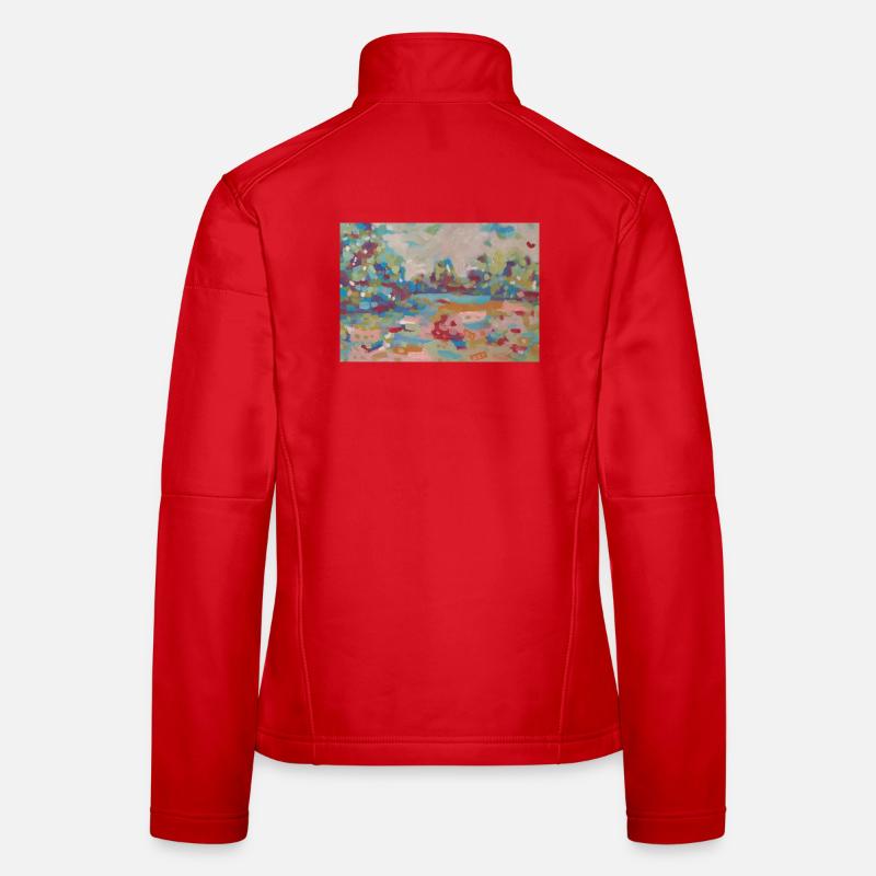 Abstract landscape of colorful spots - Women's Softshell Jacket - red