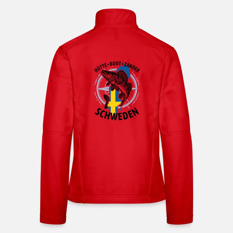 Hütte, Boot, Zander - Schweden | Angler Geschenk Frauen Softshelljacke