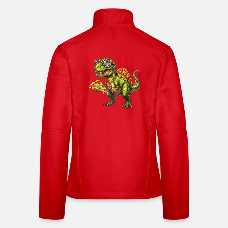 Cool Pizza T Rex Funny Dinosaur Food Lover Design - Women's Softshell Jacket - red
