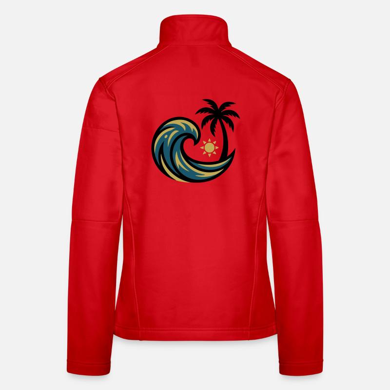Wave Palm Tree Surfing Beach Vacation Beach Club Women's Softshell Jacket