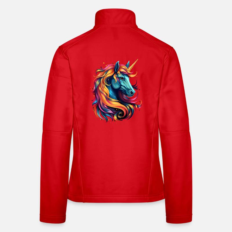 Regenbogen-Einhorn Kopfkunst Frauen Softshelljacke