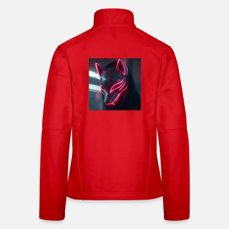 Neonfuchsmaske mit Leuchträndern - Frauen Softshelljacke - Rot