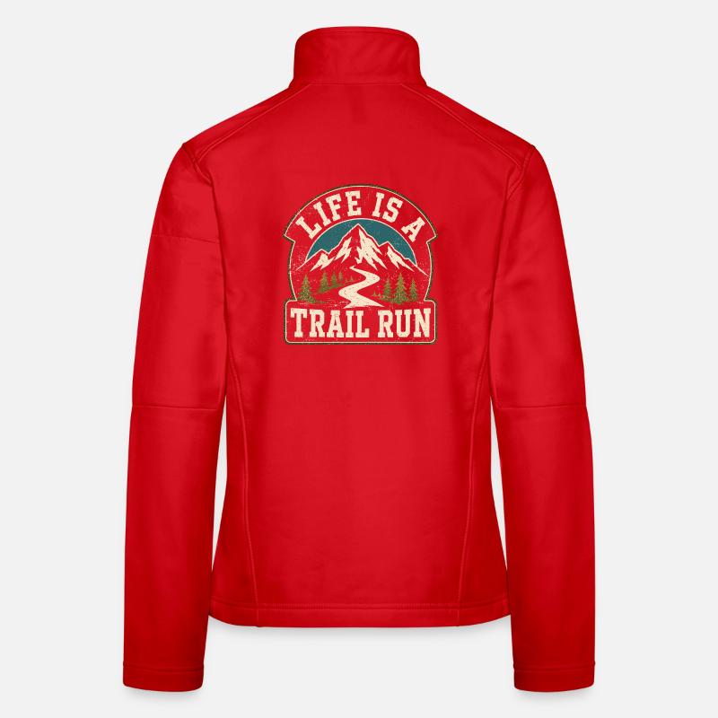 Das Leben ist ein Trail-Run Vintage-Fleck Frauen Softshelljacke