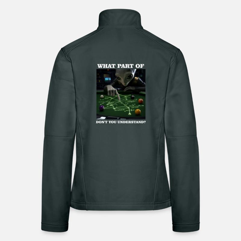 Billiards Physics Alien Nerd Pool Player Women's Softshell Jacket