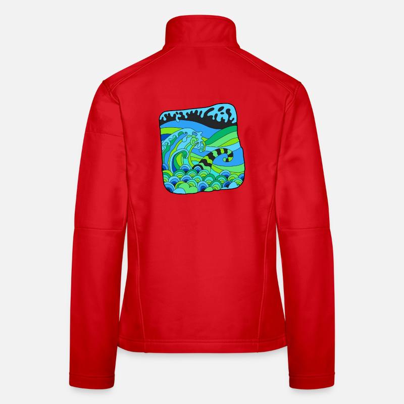 Green Deco Waves - Women's Softshell Jacket - red