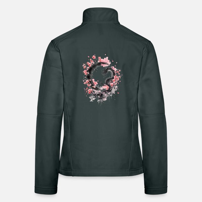 Sakura Dragon Ink Circle Frauen Softshelljacke