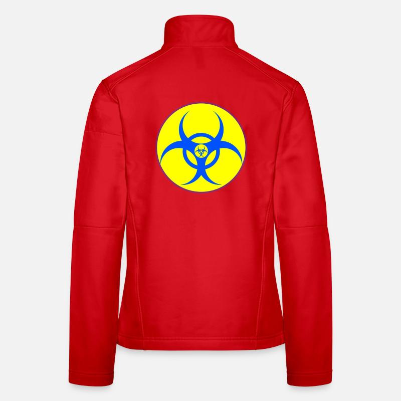 Elektrisch Blauer Biohazard-Wappen Frauen Softshelljacke