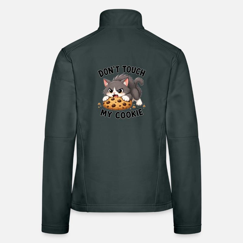 Chat mignon dessin animé Cookie Snacking Dicton Veste en tissu softshell Femme