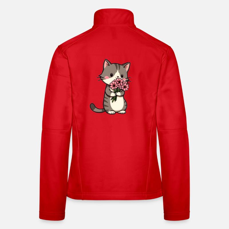 Chat aux fleurs Veste en tissu softshell Femme